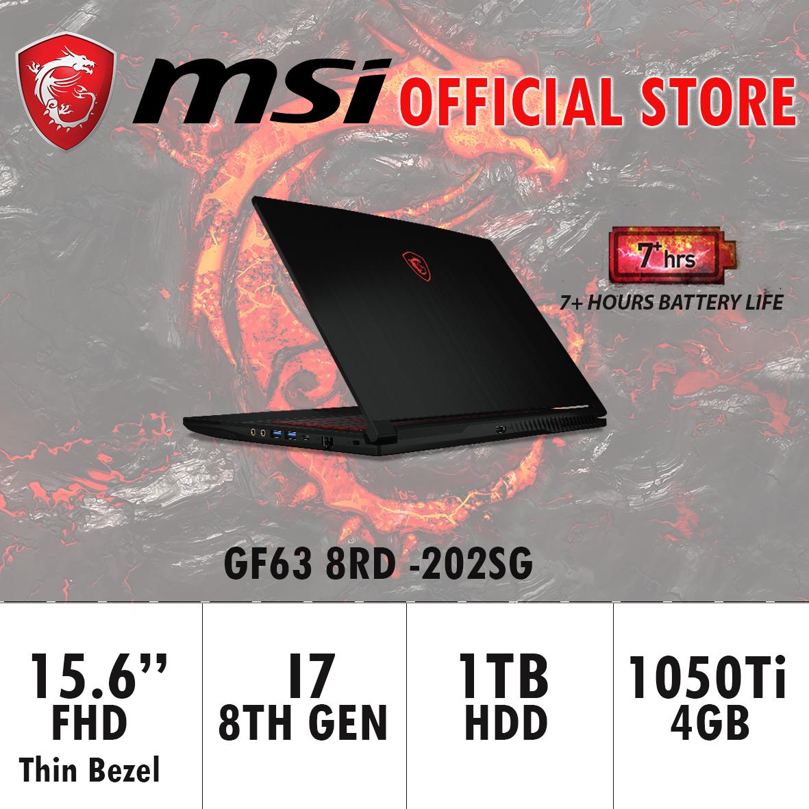 MSI GF63 8RD -202SG (I7-8750H / 8GB / 128GB SSD / GTX1050Ti) GAMING LAPTOP