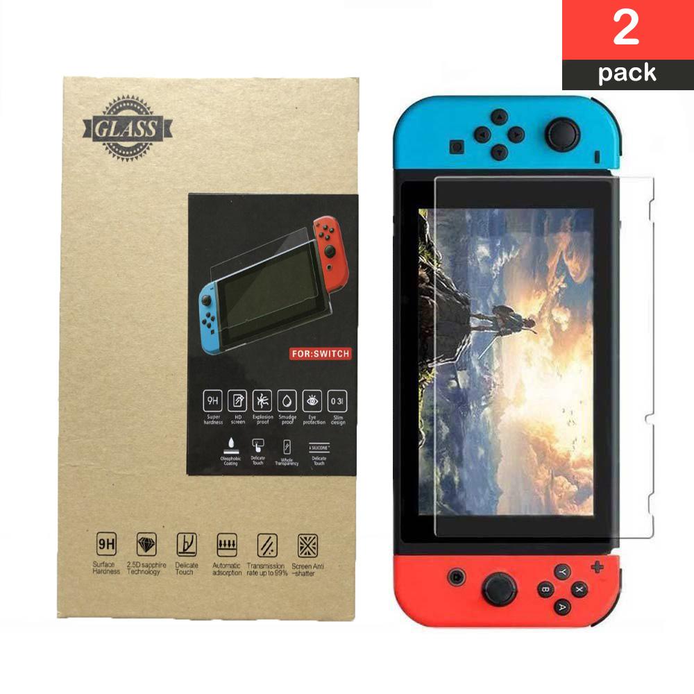 (2 Pack) Screen Protector for Switch, Tempered Glass Screen Protector for Nintendo Switch HD Protective Film Anti Scratch 0.26mm/9H Hardness