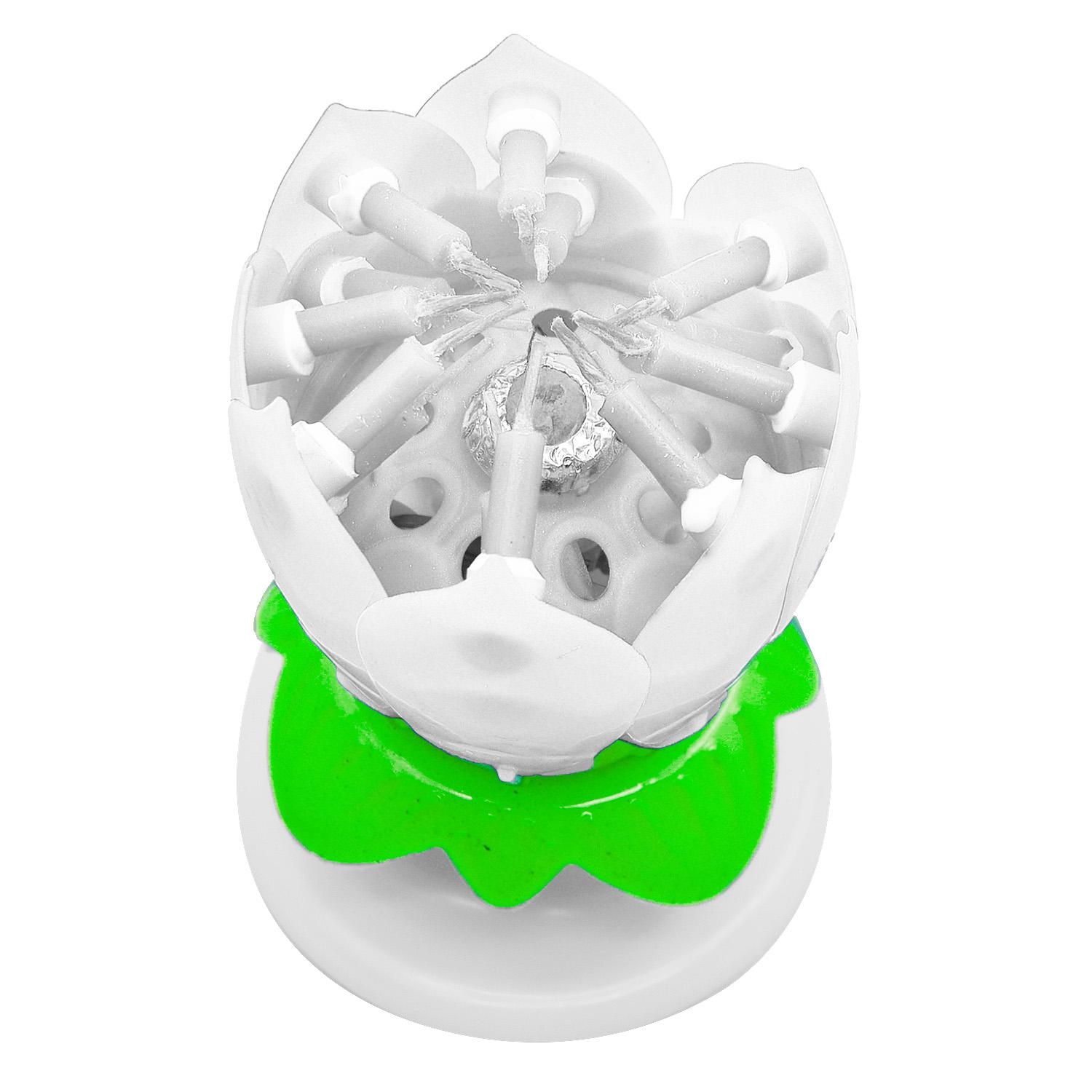 Flower Shaped 2-Layer 14-Candle Birthday Electric Music Paraffin Candle Flaming Flower Candle White - intl