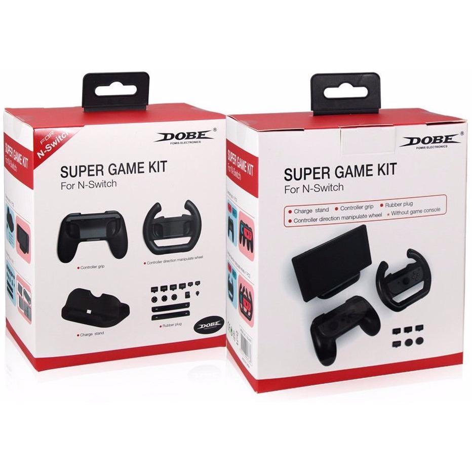 DOBE Game Set for Nintendo Switch Starter Kits, Include Charge Stand + Controller Grip + Rubber Plug + Controller Direction...