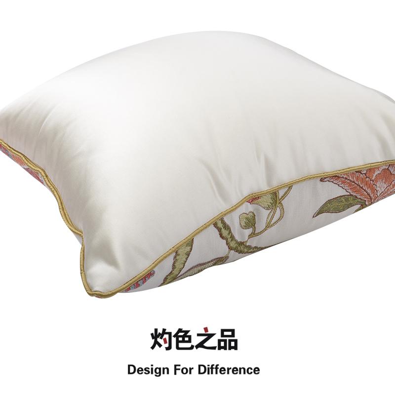 Pillow Sofa kao dian zhen Bedroom Bed Backrest Soft Bag Minimalist Modern Flax Embroidery Garden B & B Cushion Case