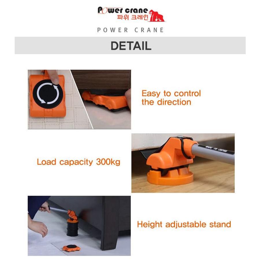 Power Crane Set Furniture Appliances Lifter Mover Rollers Casters wheels Home