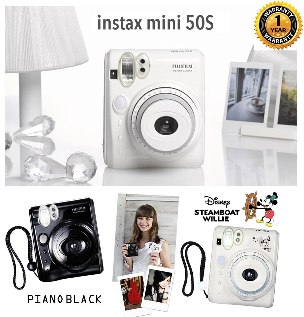Fujifilm Instax Mini 50 in Piano Black/White/Mickey Steamboat Willie with 1 year warranty