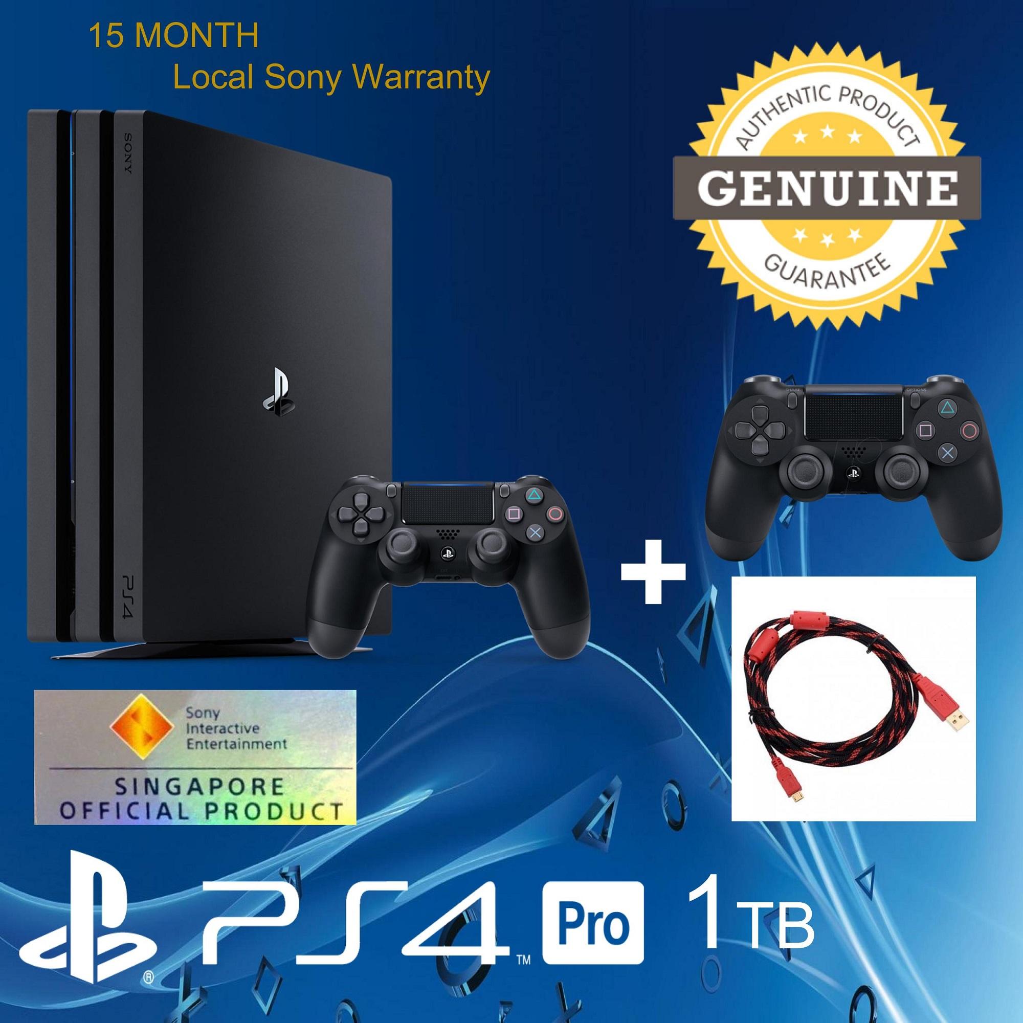 PS4 Pro 1TB with 15 Month Local Warranty and 1 Extra Dualshock 4 Controller with 3m micro USB High speed compatible cable