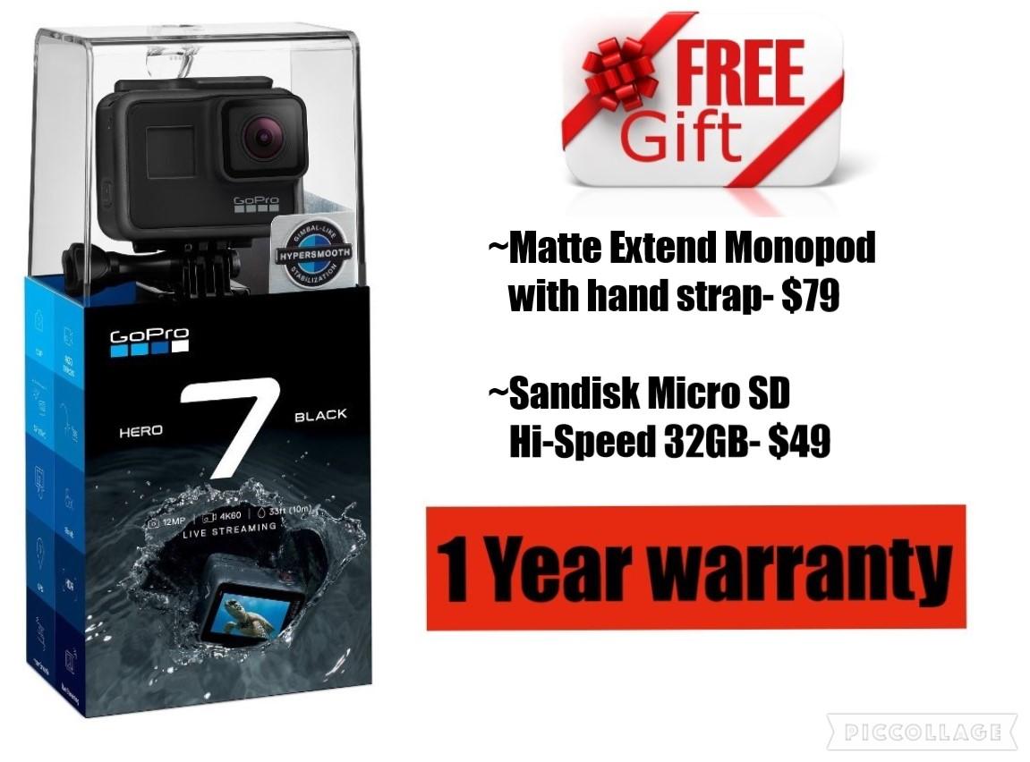 GoPro HERO 7 Black (free gift $128) 1 Yr warranty