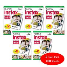 Fujifilm Instax Mini Plain Film 100 Sheets / 5 Twin Box for Instax Camera mini 7s mini 8 9 mini 25 mini 50s mini 90 SP 1 2 Printer