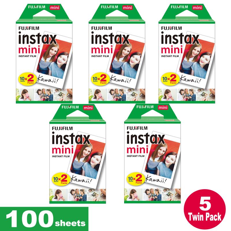 Fujifilm Instax Mini Plain Film 100 Sheets – 5 Twin Pack for Instax Camera mini 7s mini 8 9 mini 25 mini 50s mini 90 SP 1 2 Printer