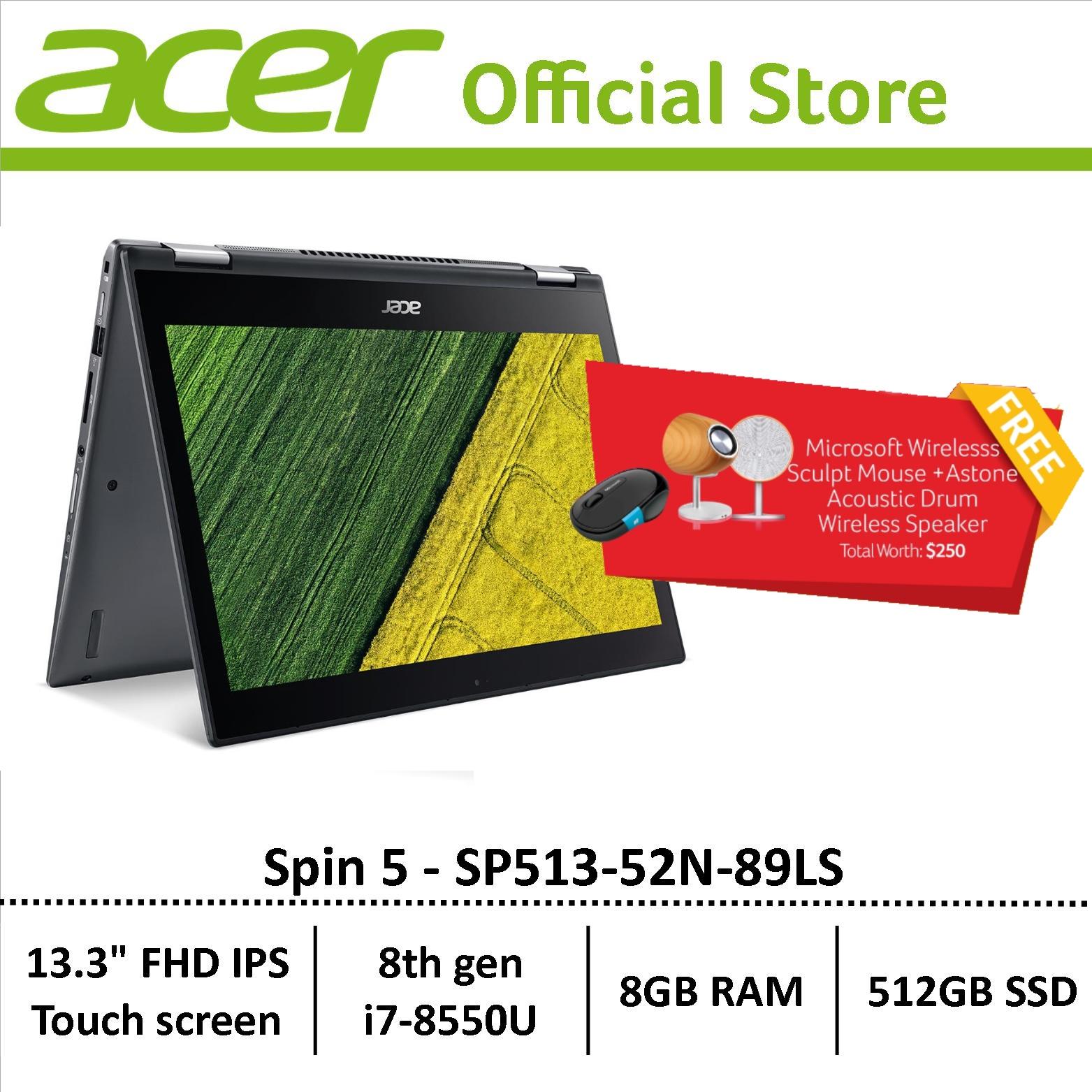 Acer Spin 5 SP513-52N-89LS Convertible Laptop – free astone speaker and microsoft wireless mouse