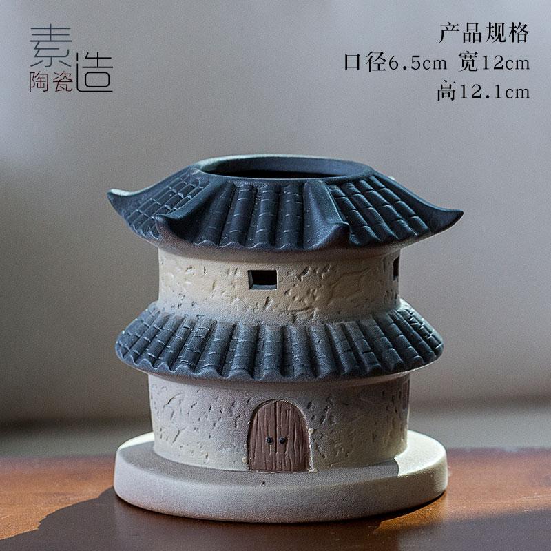Phục Cổ Zen Giản Lược Trà Đồ Gia Dụng Gốm Bình Hoa Nhỏ Để Bàn Phòng Khách Phong Cách Trung Hoa Trà Nghệ Thuật Trang Trí Sáng Tạo