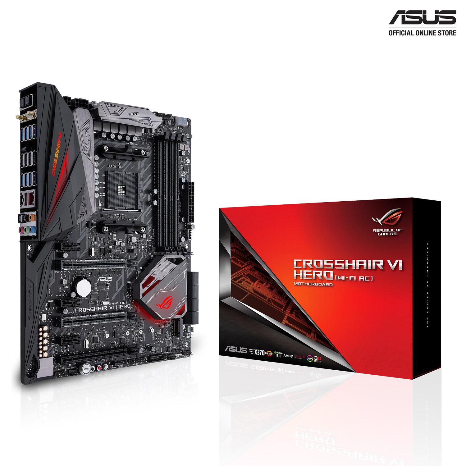 Asus Crosshair Vi Hero Amd X370 Atx Gaming Motherboard With Aura Sync Rgb Leds Ddr4 3200mhz 802 11ac Wi Fi M 2 Usb 3 1 Front Panel Connector And Type A C Lazada Singapore