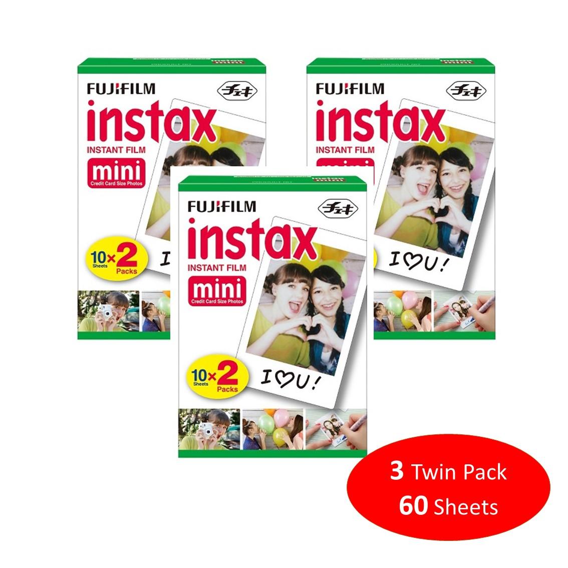 Fujifilm Instax Mini Plain Film 60 Sheets / 3 Twin Box for Instax Camera mini 7s mini 8 9 mini 25 mini 50s mini 90 SP 1 2 Printer