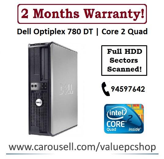 Core 2 Quad: Dell Optiplex 780 DT/ 4GB RAM/ 250GB HDD (Refurbished Desktop CPU)