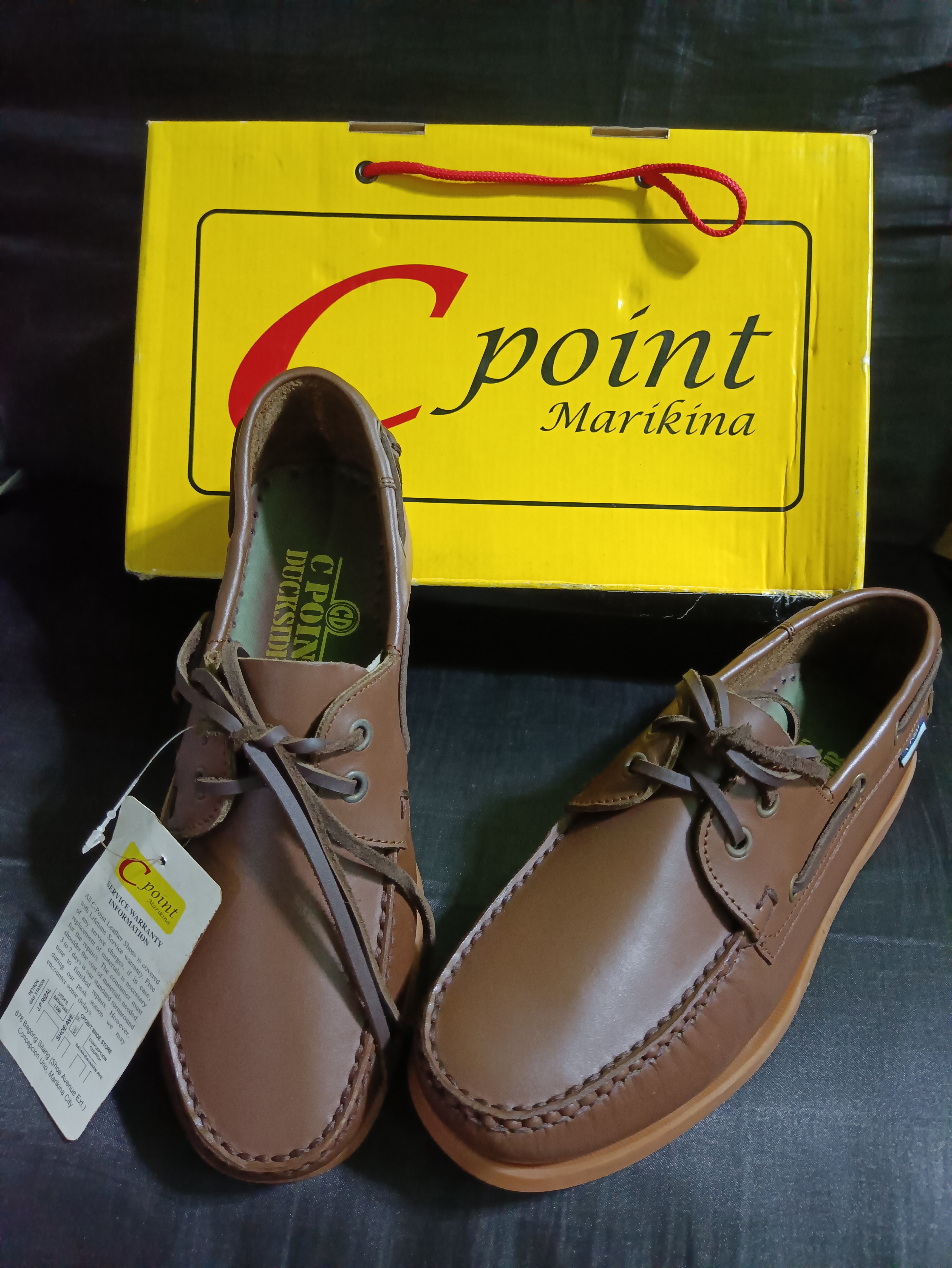 CPOINT TOP SIDER Leather Made In Marikina Brown Burgundy Khaki