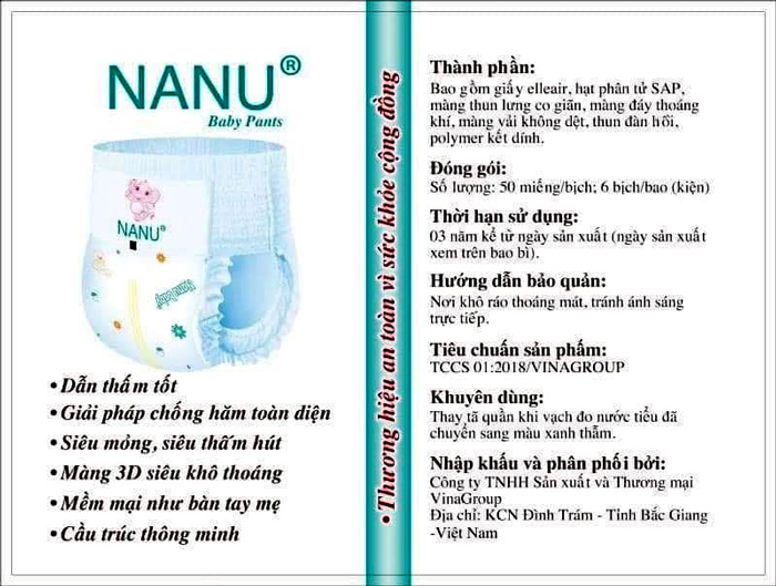 Tã/bỉm Nanu 50M/50L/50XL