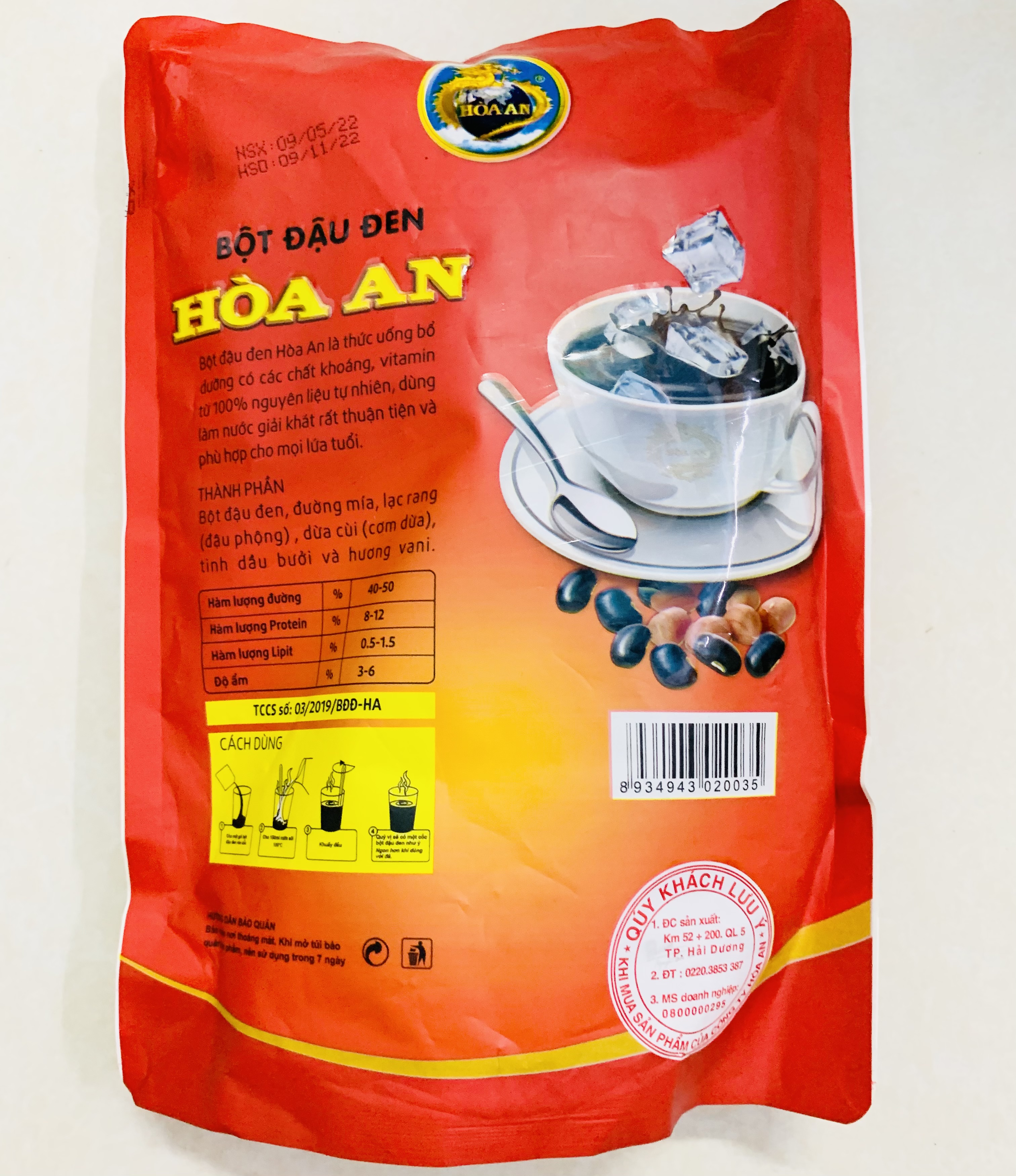 Bột đậu đen Hòa An uống liền 500 g- Đặc sản Hải Dương
