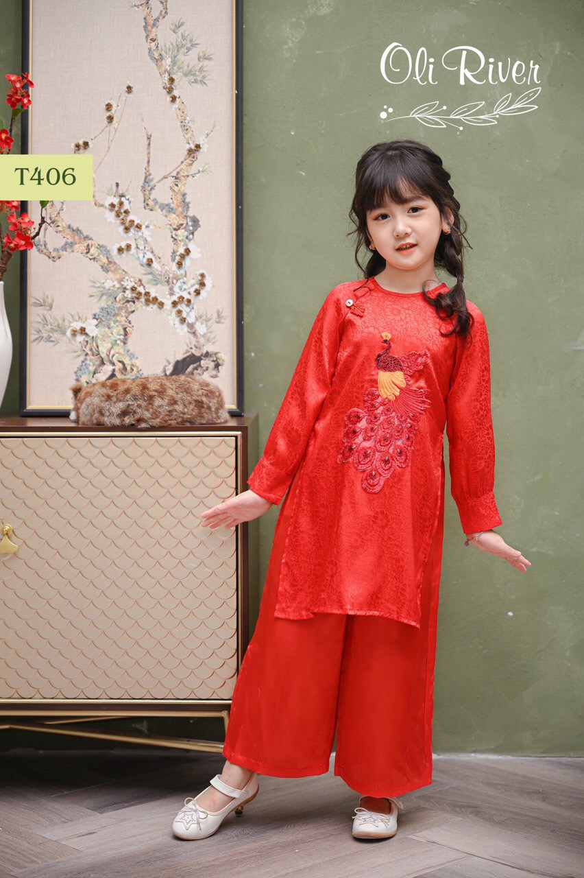 ÁO DÀI TRUYỀN THỐNG BÉ GÁI SẮC ĐỎ