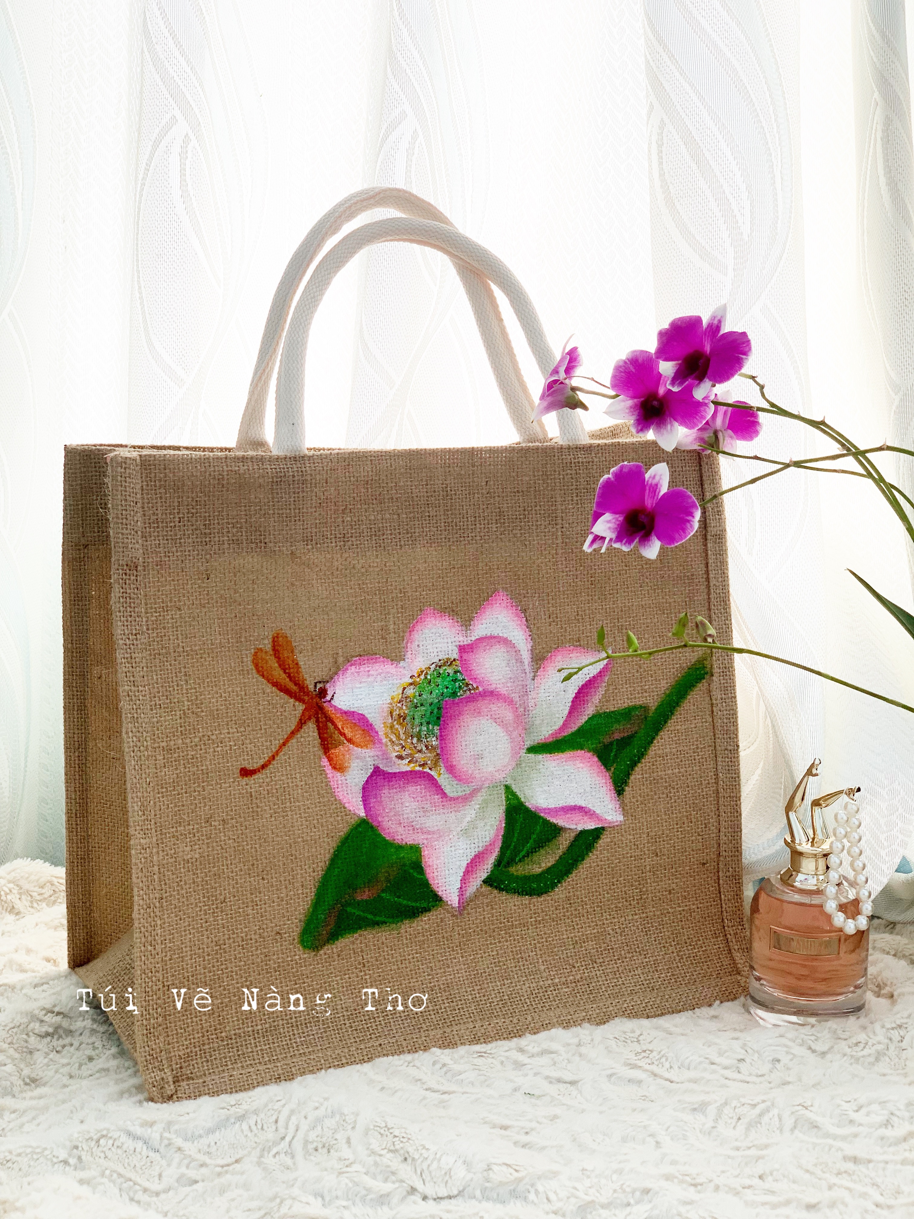 Túi cói thiết kế vẽ tay