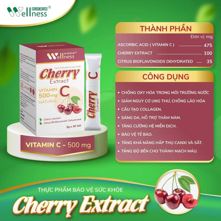 Thành phần và công dụng Cherry Extract - Thương hiệu: wellness By Life Gift VN - Droppii Shops 
