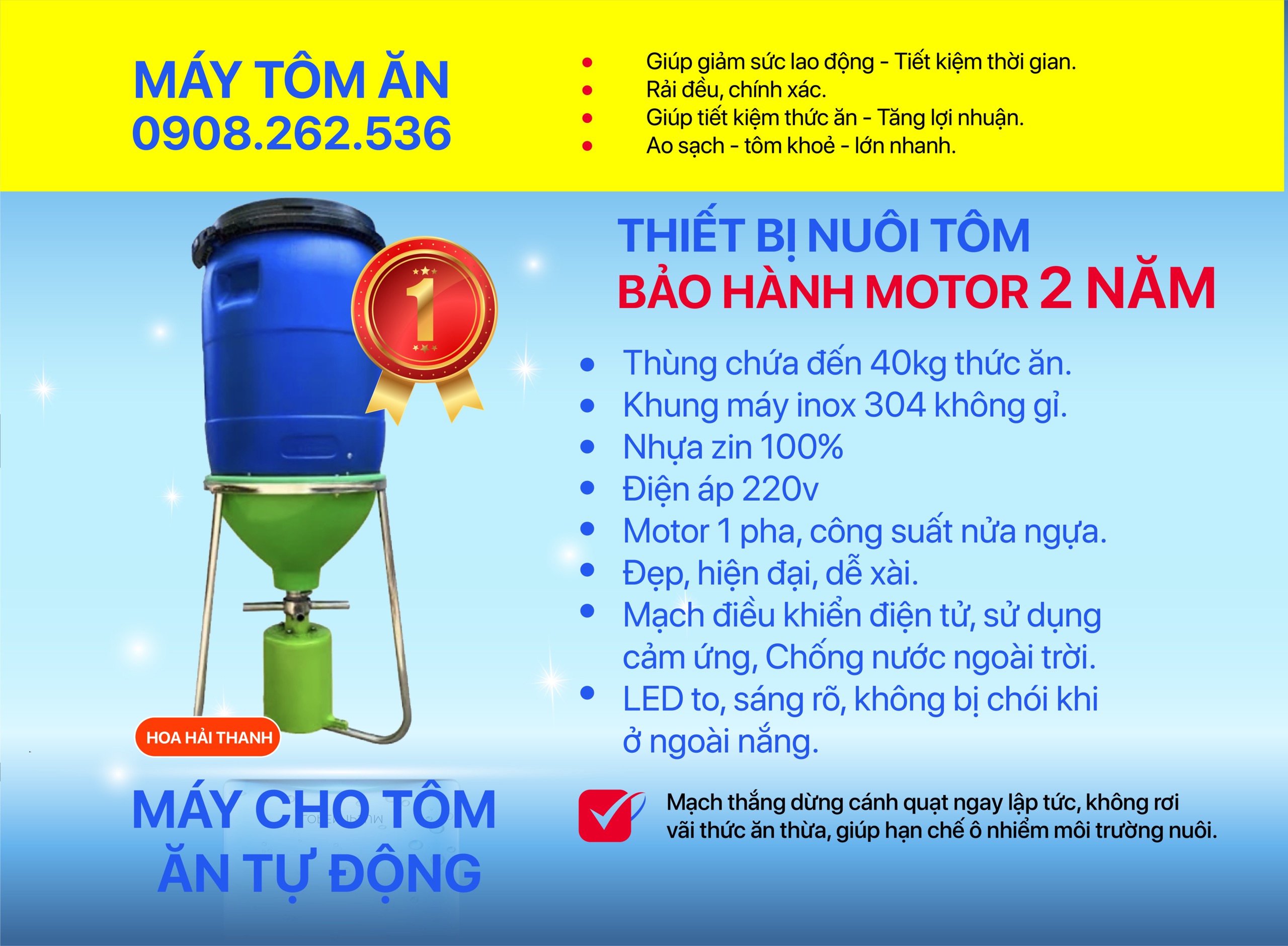 Máy nuôi tôm cá ăn thông minh BH 12 tháng