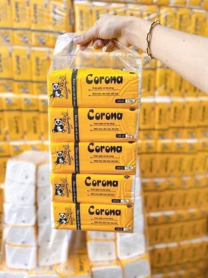 combo 5 gói khăn giấy rút corona