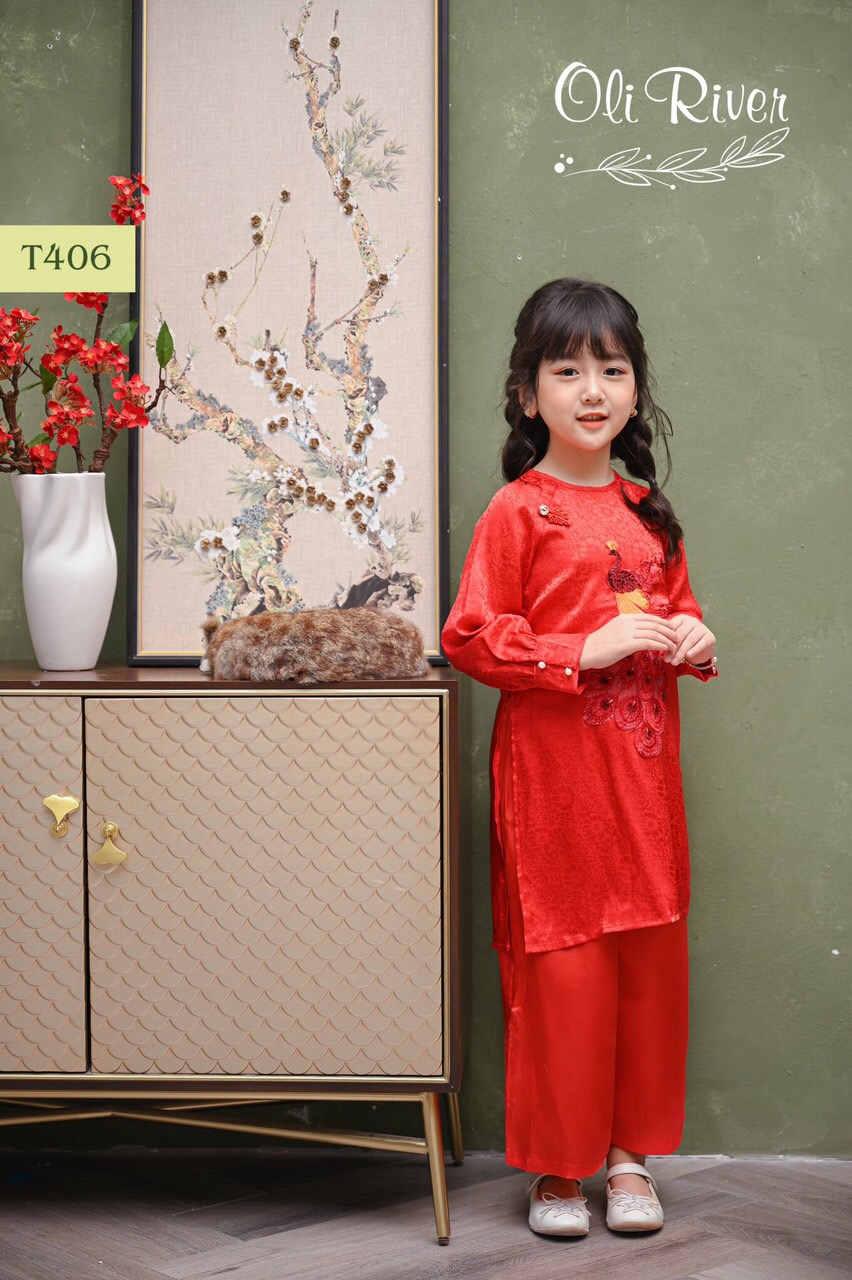 ÁO DÀI TRUYỀN THỐNG BÉ GÁI SẮC ĐỎ