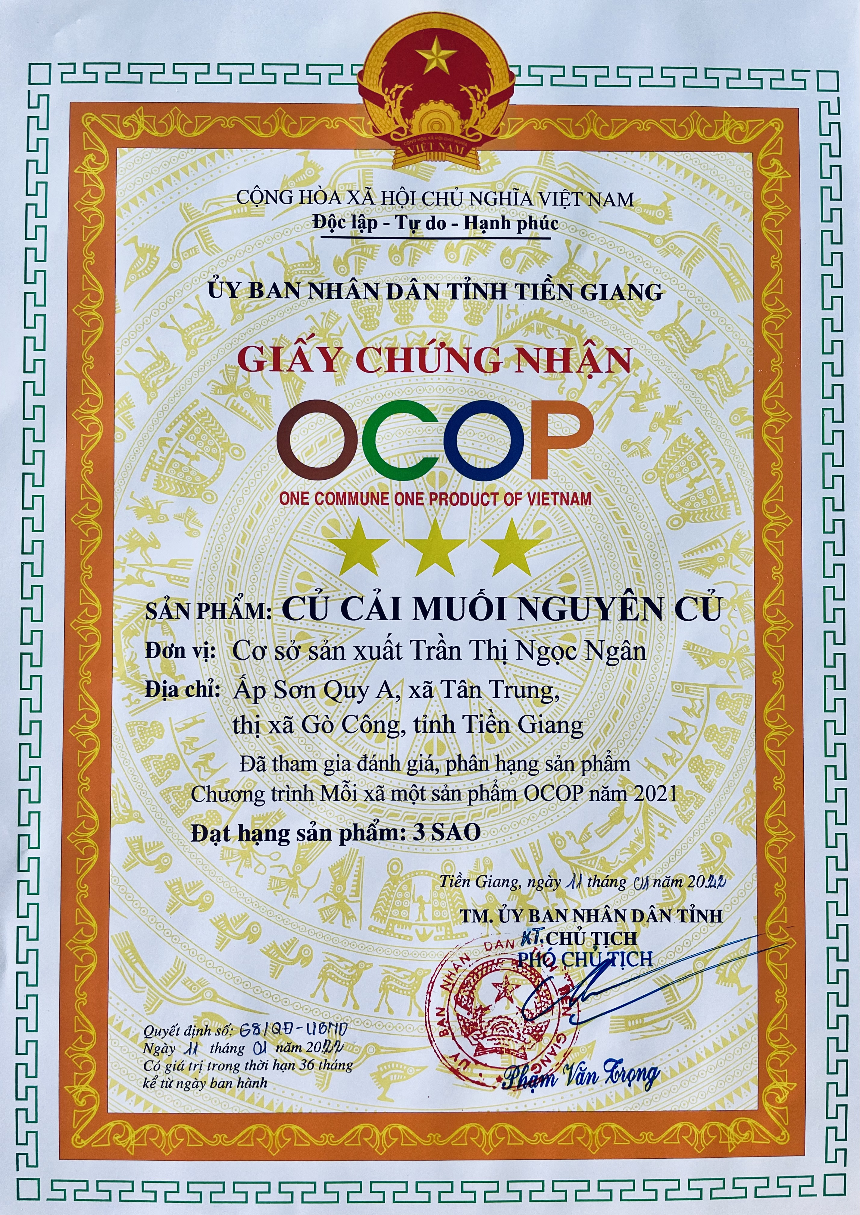 Củ cải muối củ/xá bấu Thanh Vân Gò Công - 500gr