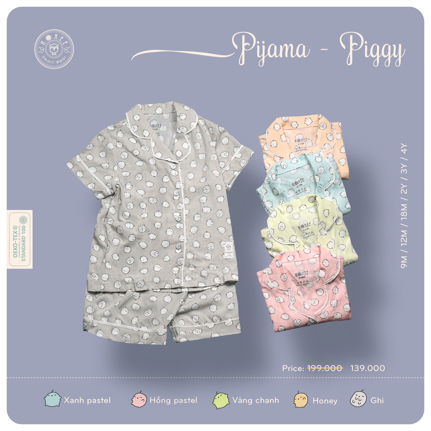 Bộ Pijama HRNEE vải siêu mát cho bé