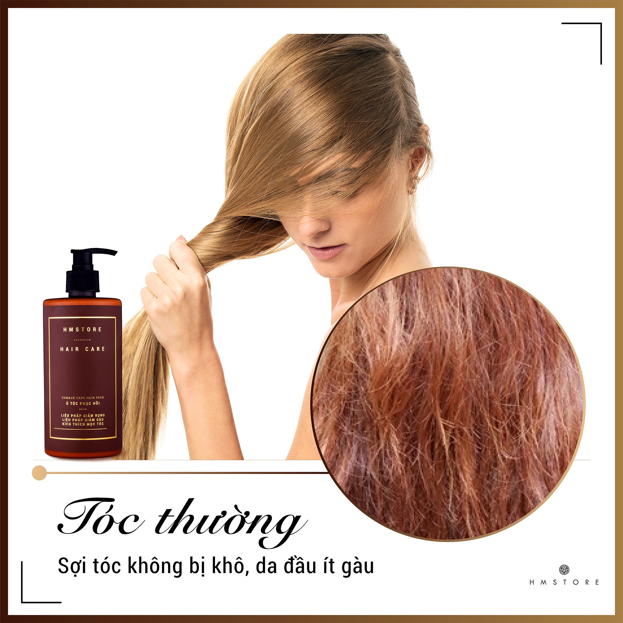 KEM Ủ TÓC PHỤC HỒI HM STORE ( Giảm gãy rụng đến 80%, mềm mượt tóc, ...)