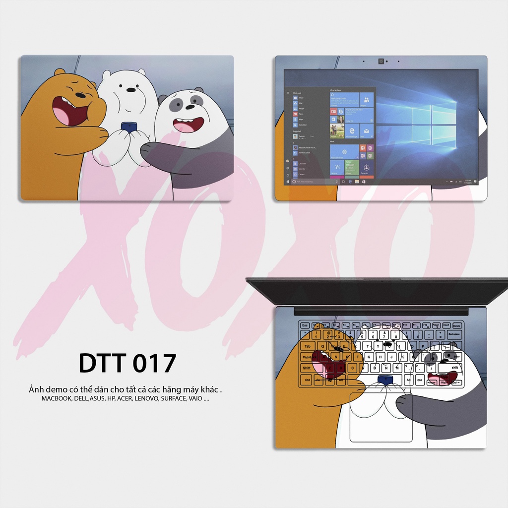 Decal laptop chống xước WE BARE BEARS