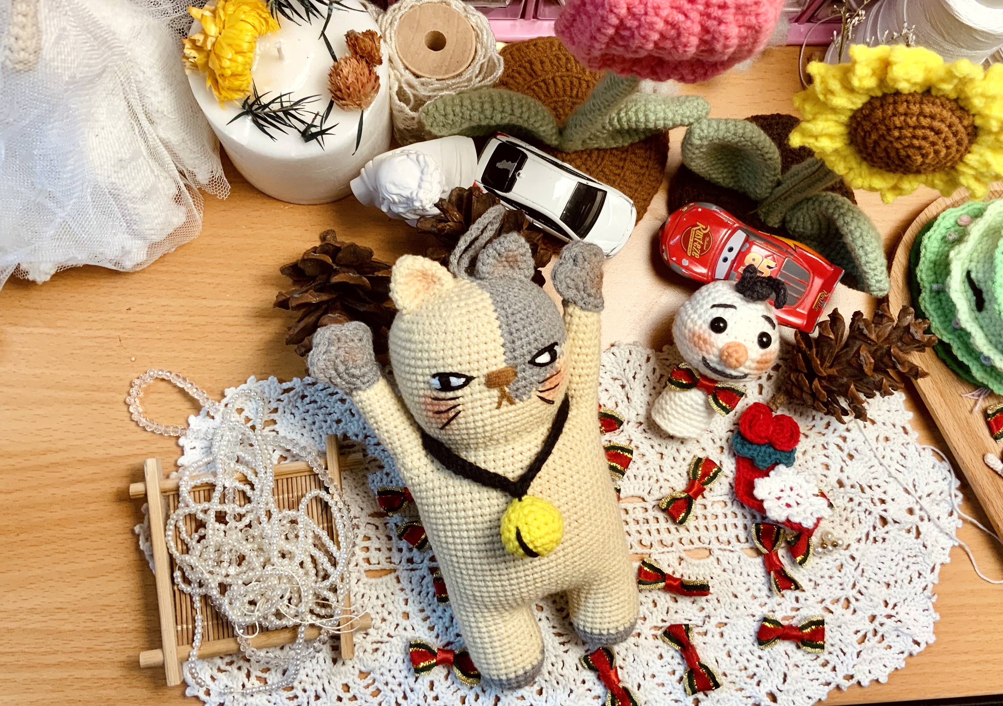 mèo len, mèo thú bông, mèo handmade (ảnh thật)