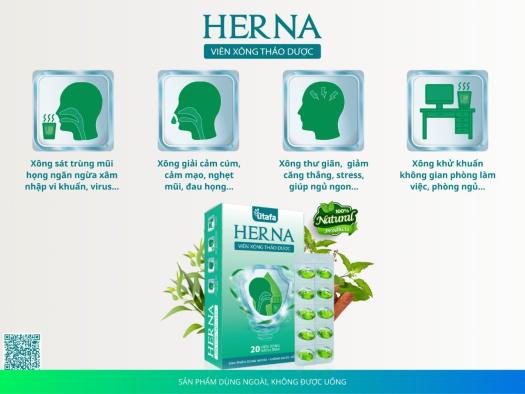 VIÊN XÔNG THẢO DƯỢC HERNA (HƯƠNG TRÀM)  - - Dùng xông mũi họng, giúp làm thông mũi, giúp khoang mũi thông thoáng, dễ thở, hỗ trợ làm giảm: nghẹt mũi, sổ mũi, cảm cúm,... Giúp làm dịu mát họng, hỗ trợ làm giảm triệu chứng: cảm cúm, ho do cảm,...