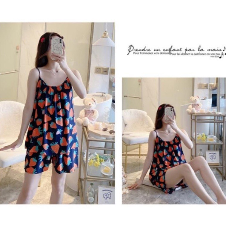 Bộ ngủ 2 dây cotton đẹp