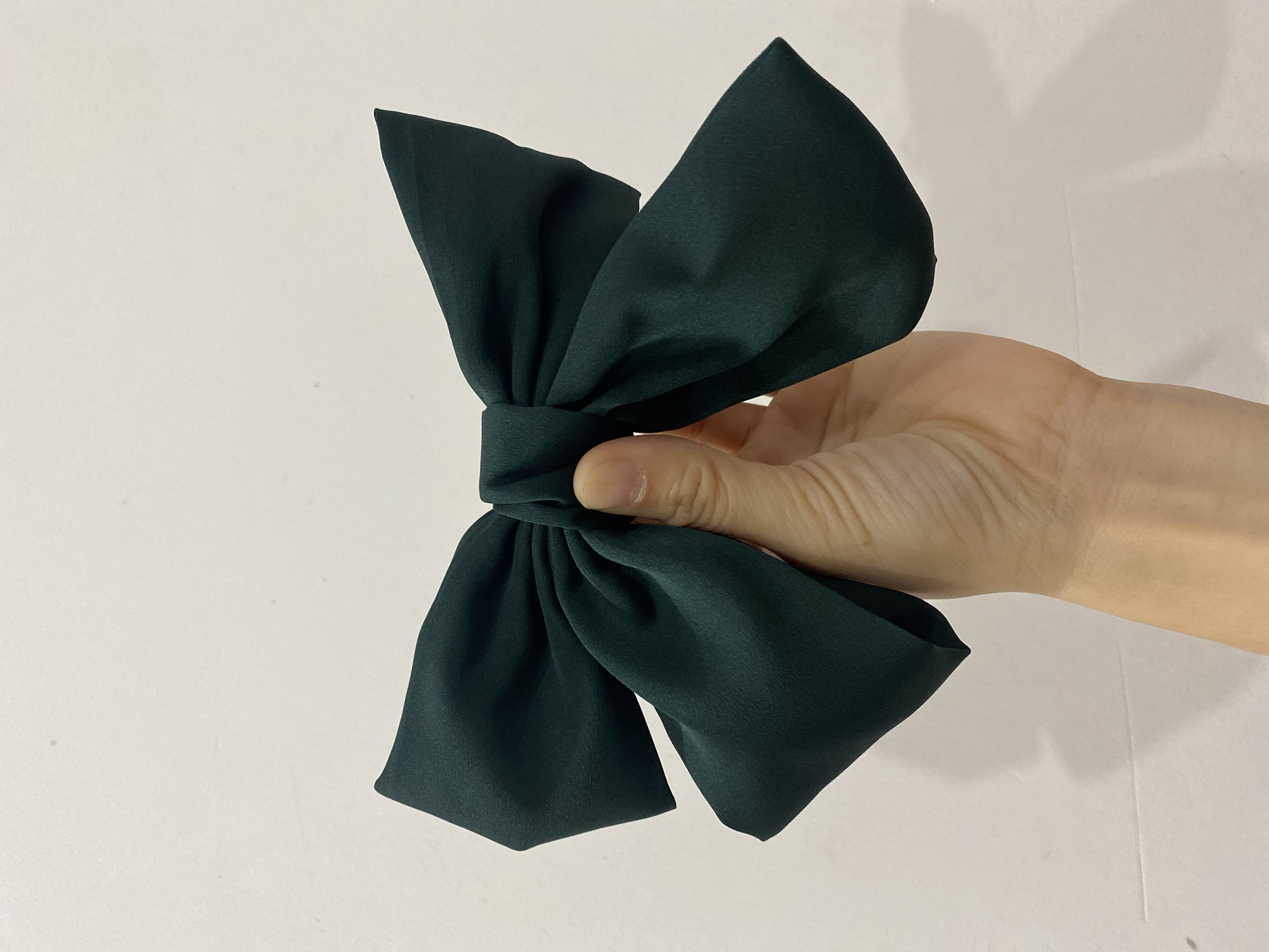 Kẹp tóc phối nơ bản to vải lụa đẹp phong cách Hàn Quốc