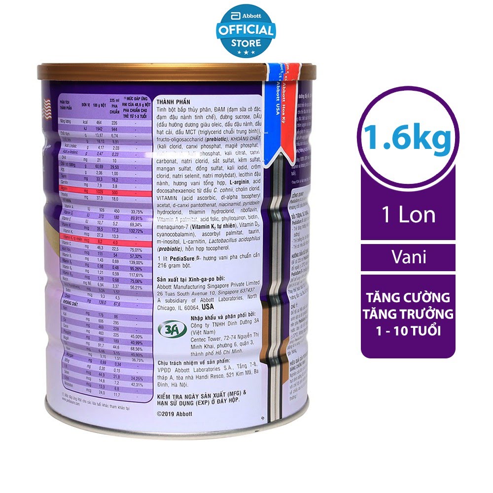 Sữa Pediasure 1,6kg