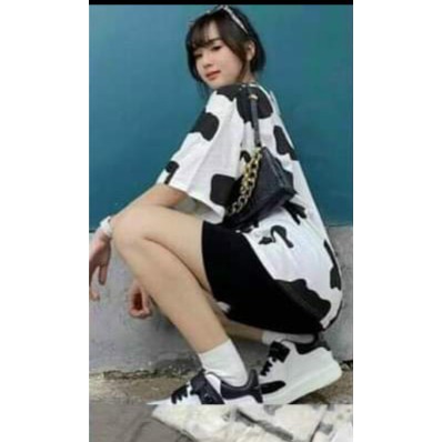 Set Bộ Bò Sữa Cộc Tay,Quần Đen [ MÃ 49870 # siêu hot ]