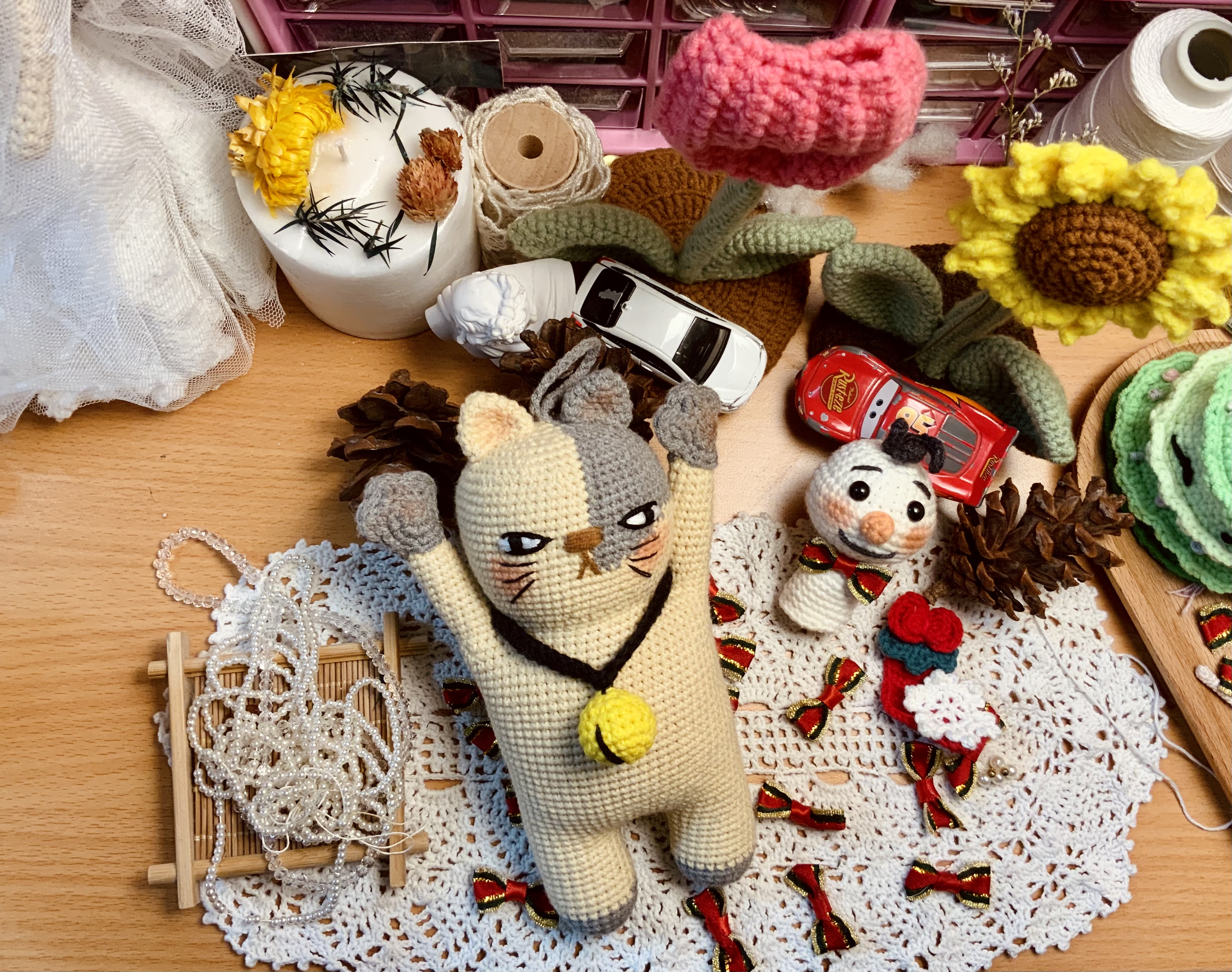 mèo len, mèo thú bông, mèo handmade (ảnh thật)