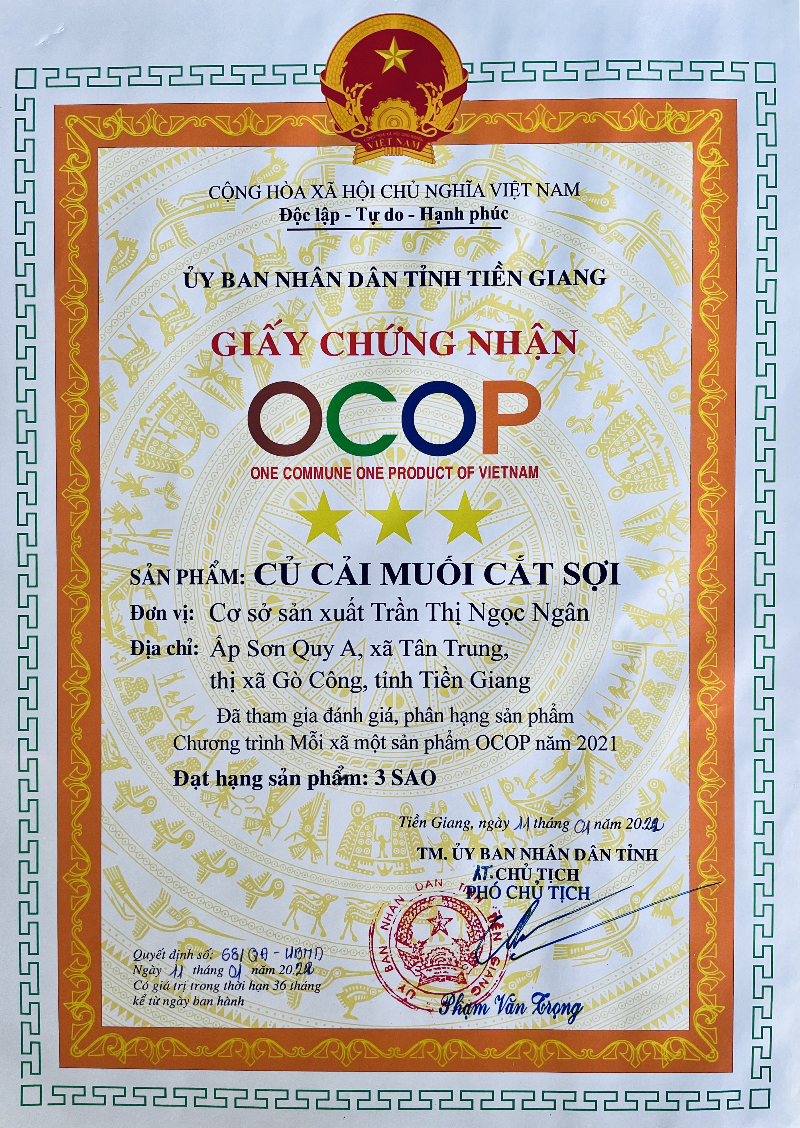 Củ cải muối sợi/xá bấu Thanh Vân Gò Công - 500gr