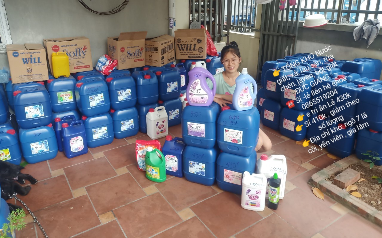 Nước giặt đức giang 19kg hoa hồng