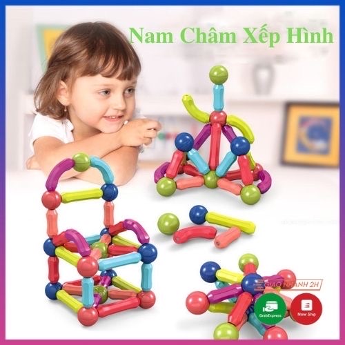 Đồ chơi xếp hình nam châm, nam châm xếp hình thông minh loại 42 PCS