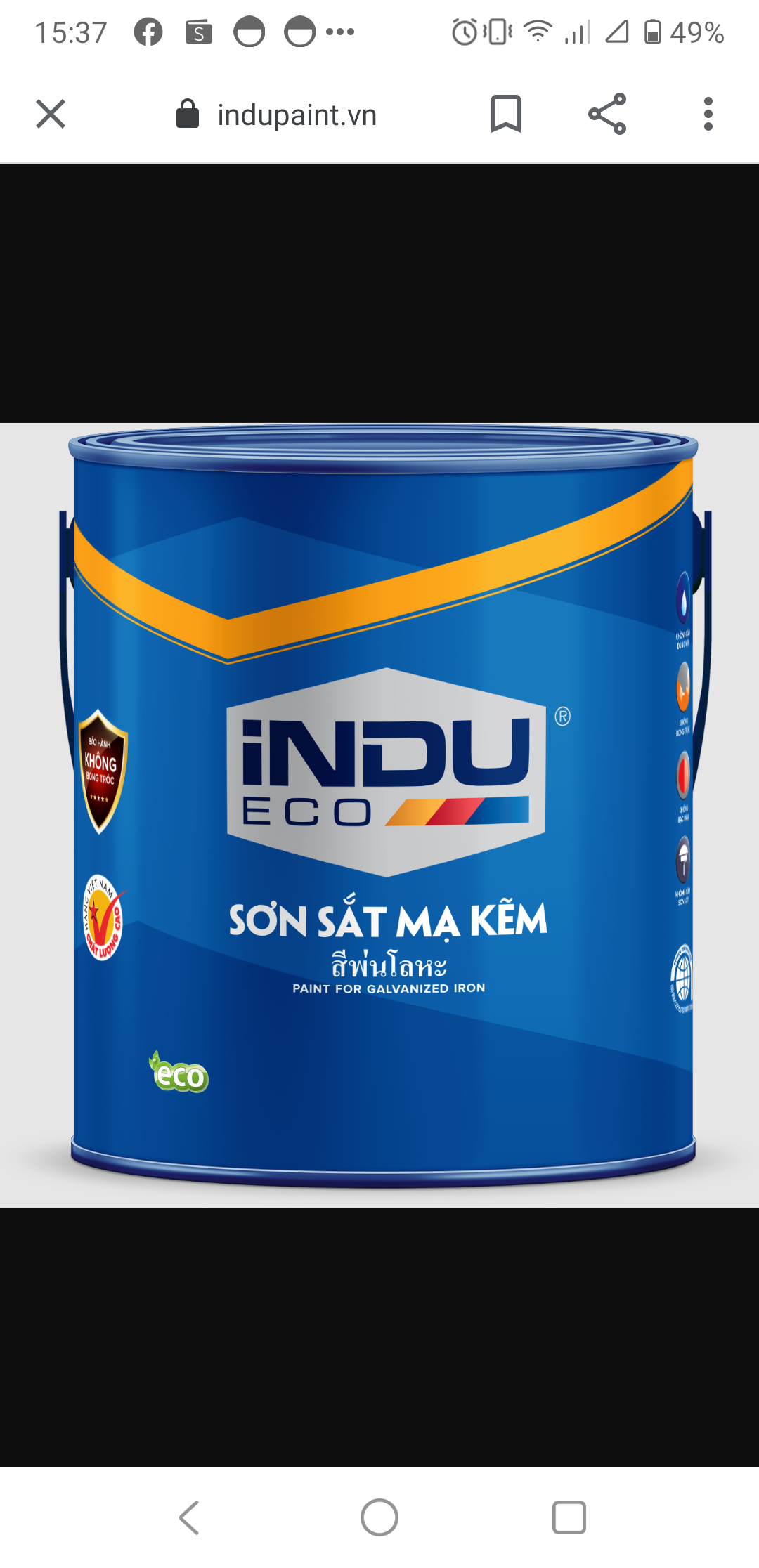 Sơn sắt mạ kẽm cao cấp iNDU eco 750ml