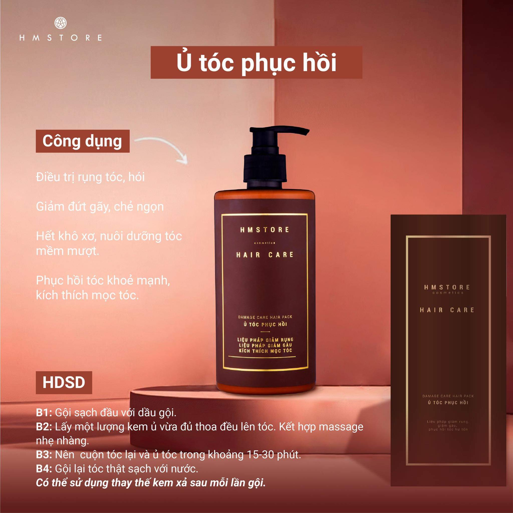 KEM Ủ TÓC PHỤC HỒI HM STORE ( Giảm gãy rụng đến 80%, mềm mượt tóc, ...)