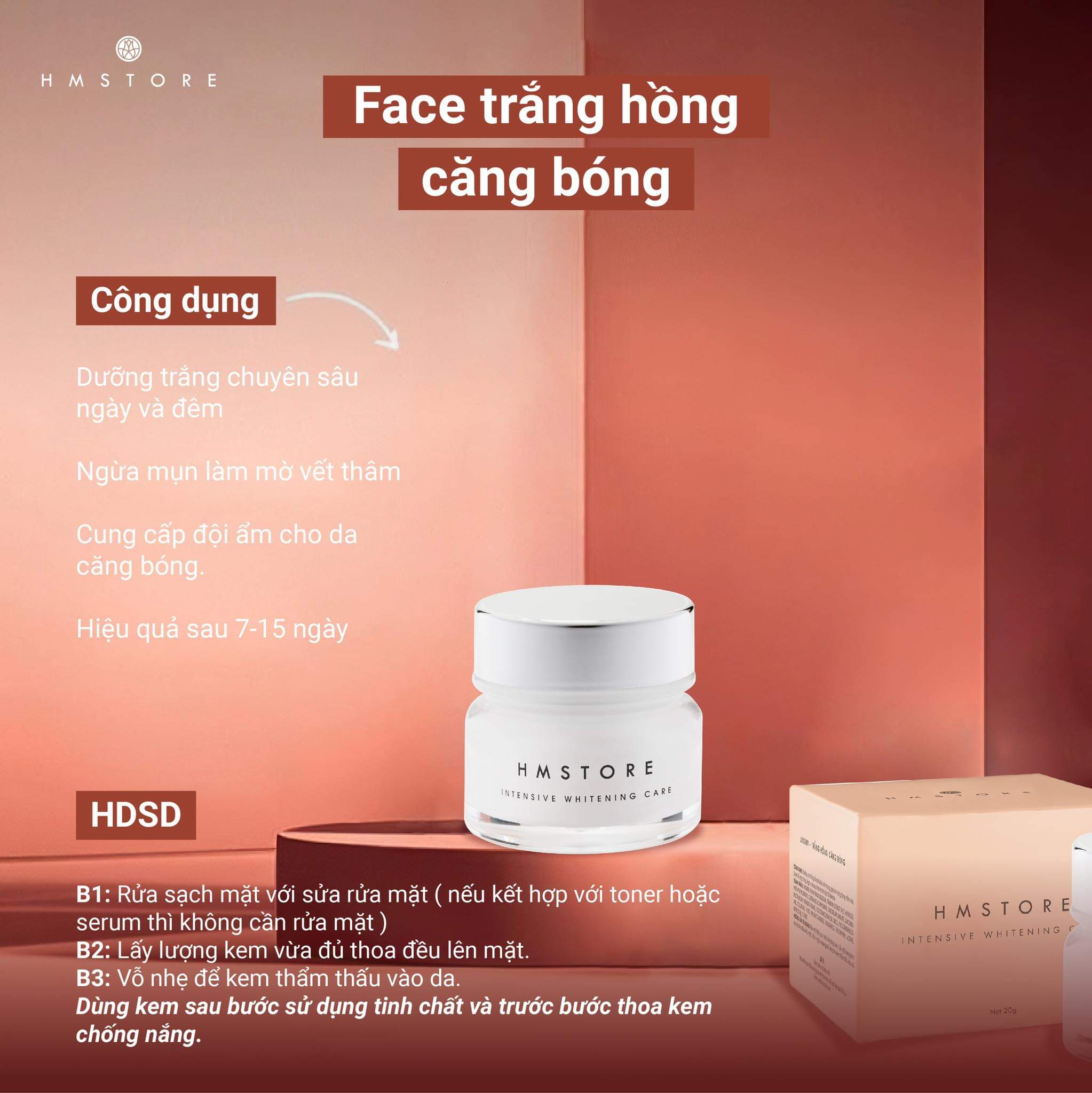 KEM TRẮNG HỒNG CĂNG BÓNG ( Ngăn ngừa mụn, giúp da trắng hồng)