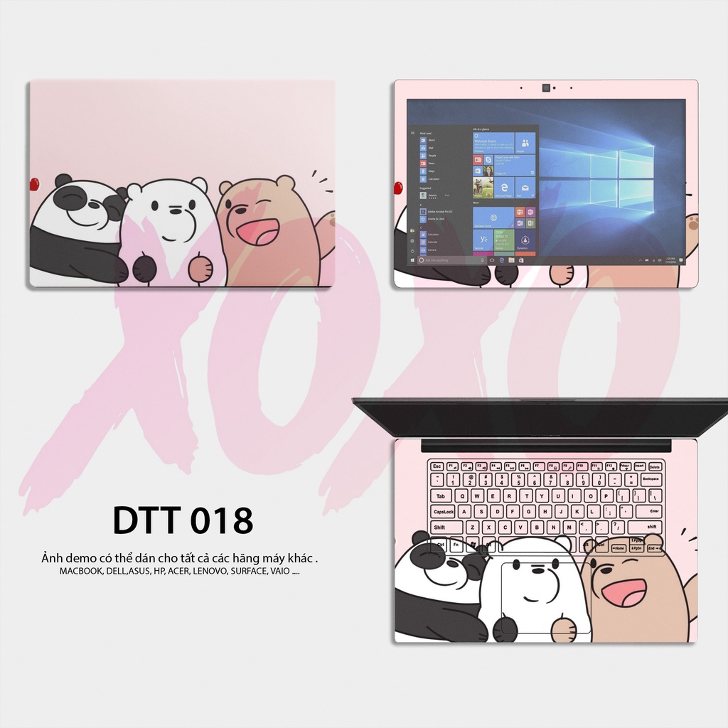 Decal laptop chống xước WE BARE BEARS