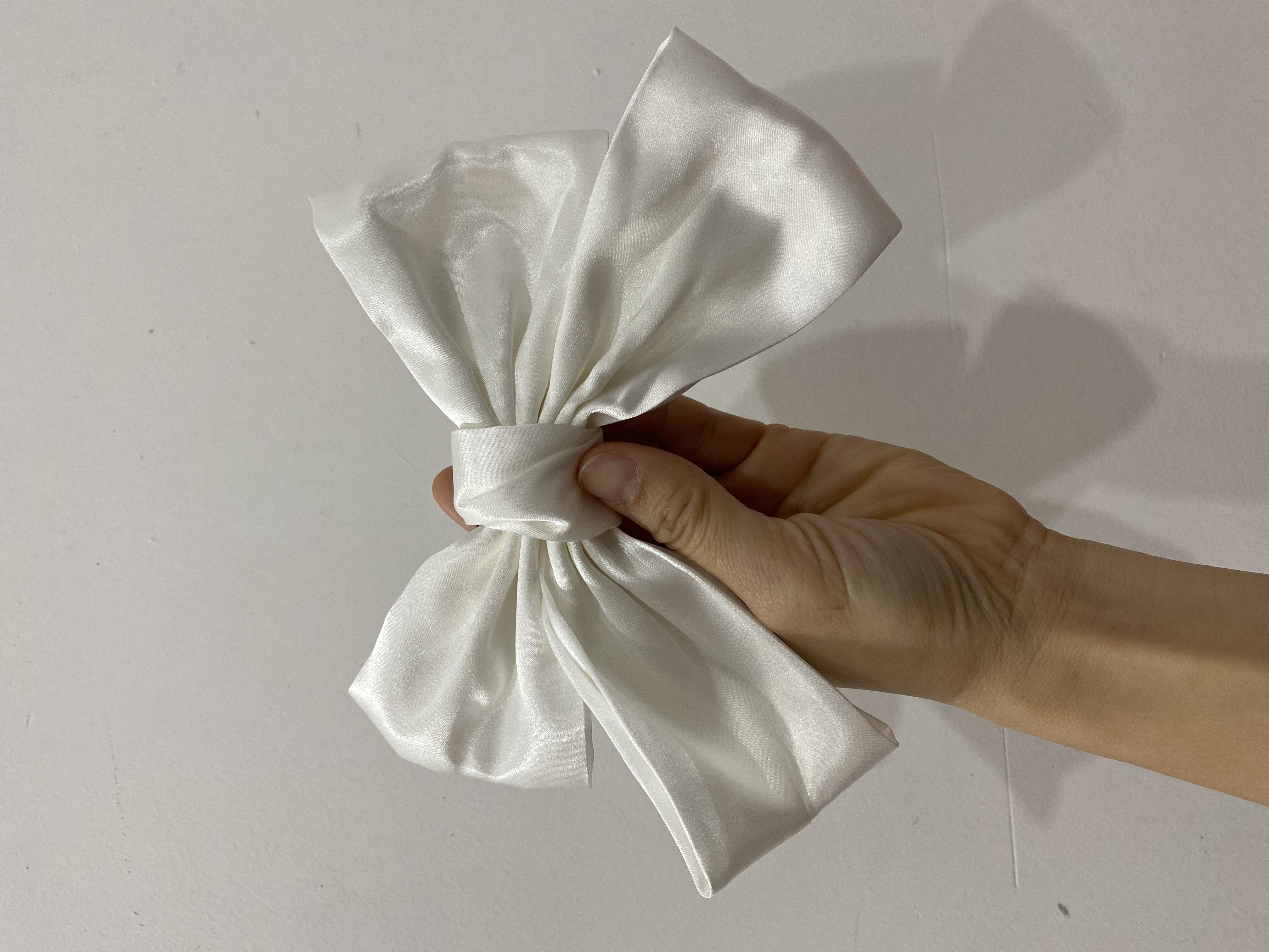 Kẹp tóc phối nơ bản to vải lụa đẹp phong cách Hàn Quốc