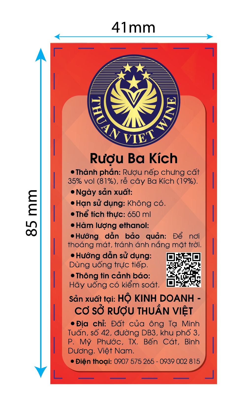 Rượu Ba Kích (chai 650ml)