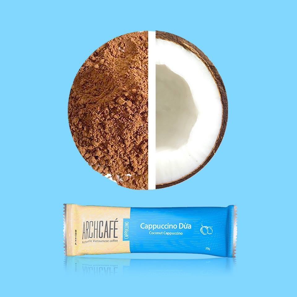 [Nhập RS0822 giảm 30k cho đơn 99k]Cà phê capuchino dừa hộp 12 gói x 20g