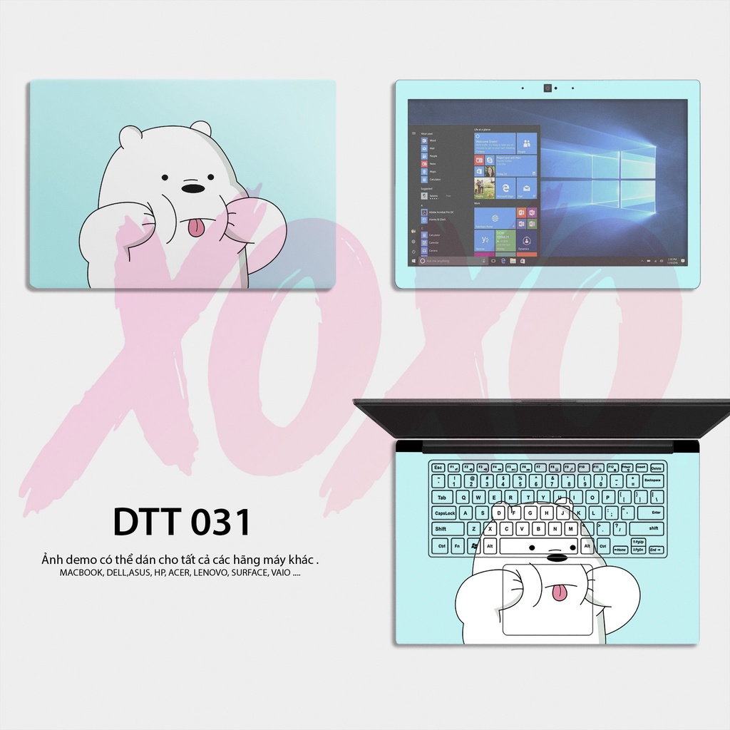 Decal laptop chống xước WE BARE BEARS