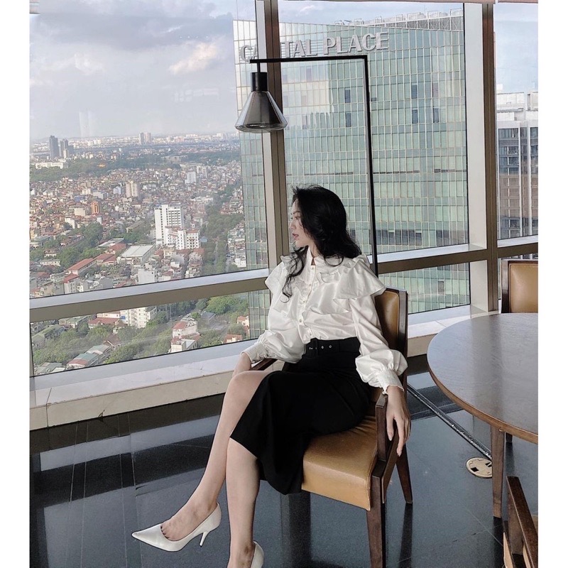 Áo sơ mi nữ cổ trụ phong cách hàn quốc - a006