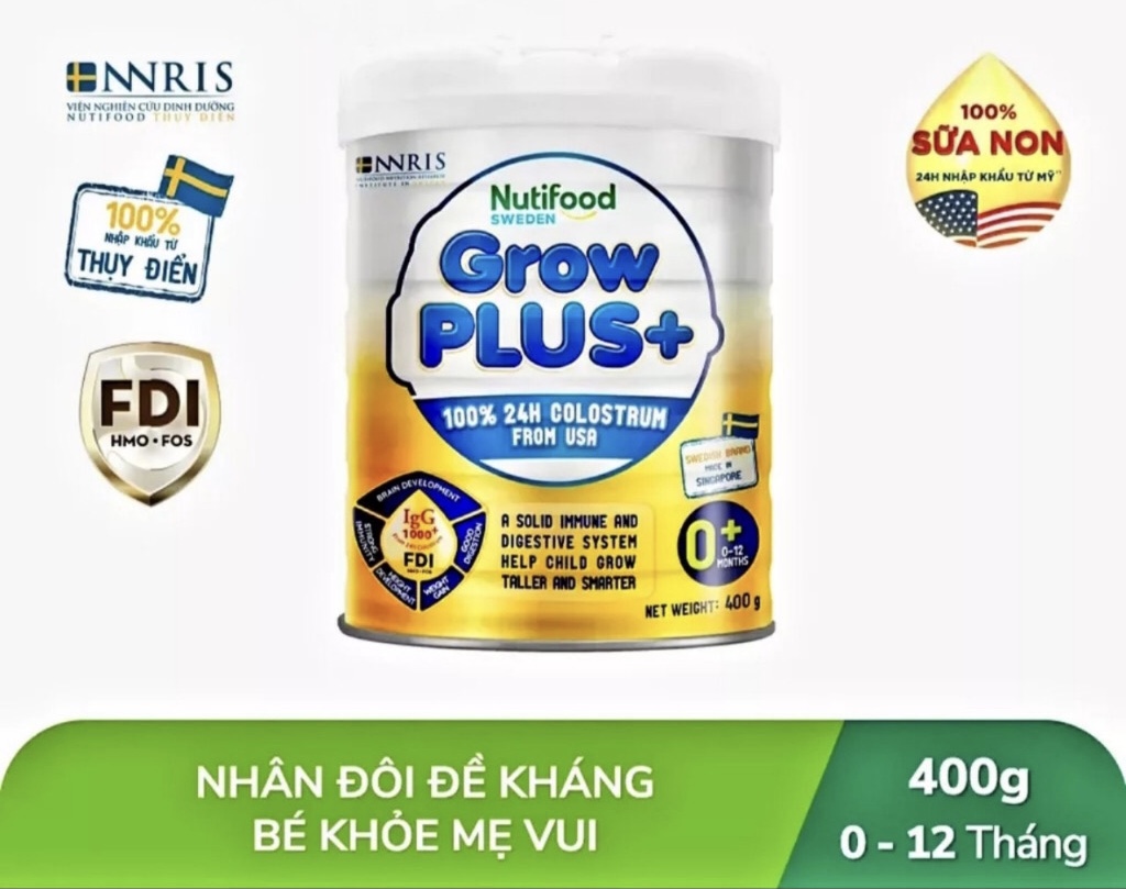 [HSD 5-2026] Sữa Bột Vàng Nutifood GrowPLUS 0+ 400g [Sữa Non].