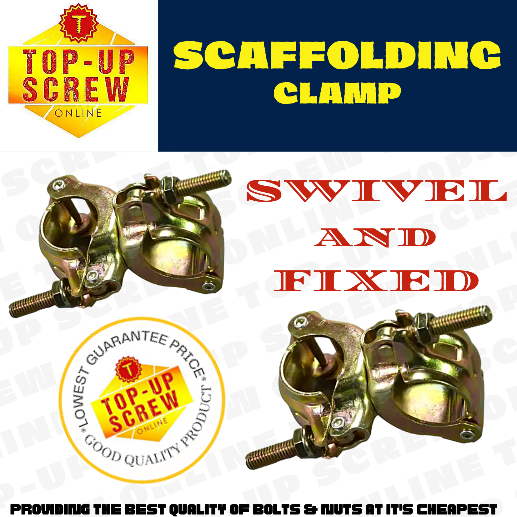 Scaffolding Clamps • Swivel & Fixed Clamps • Sold Per Piece 